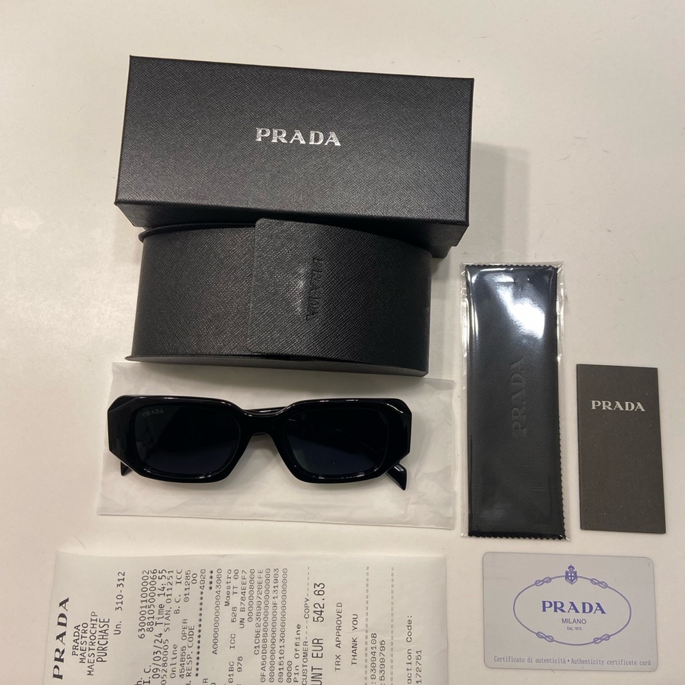 Prada Rectangular Black Sunglasses